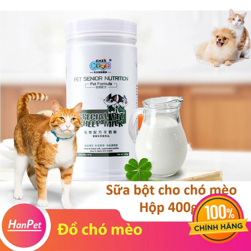 Sữa cho chó mèo nhập khẩu Hộp 400gr Bột sữa dê Sữa bột dành cho thú cưng sơ sinh và mới ốm dậy (BioMilk)