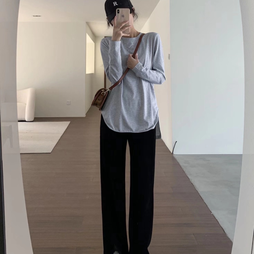 Quần SUXI ống rộng lưng cao thời trang mùa thu phong cách Hàn Quốc cho nữ