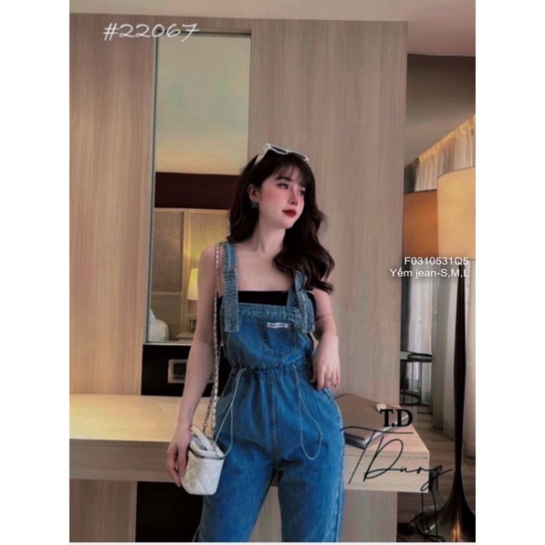🌺 Yếm jean hai màu đậm nhạt dài rút eo!