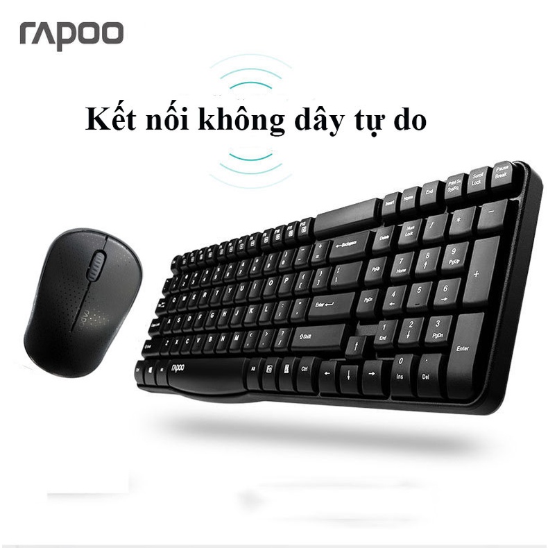 Combo bộ bàn phím và chuột không dây Rapoo X1800S chống nước kết nối được trong khoảng cách 10m - Hàng chính hãng