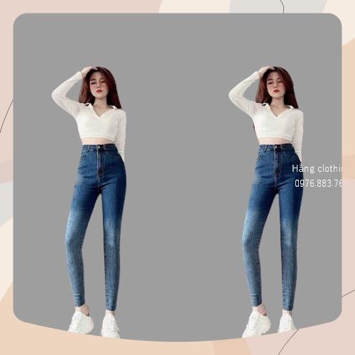 Quần jeans nữ cạp cao Loang màu khoe trọn cặp chân dài thon của nàng