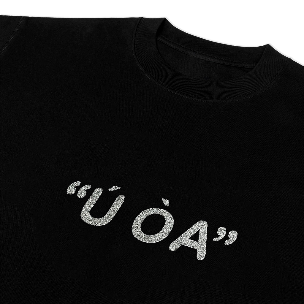 Áo thun Ú ÒA Unisex TYOUS in nhũ bạc kim tuyến