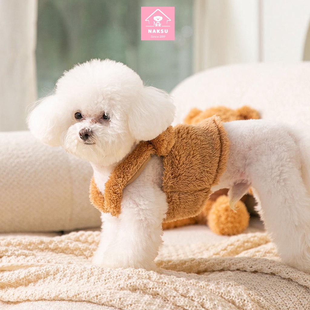 Áo Giữ Ấm Mùa Đông Cho Thú Cưng, Áo Ấm Lông Cừu Cho Chó Mèo Lông Gấu Tai Thỏ Naksu