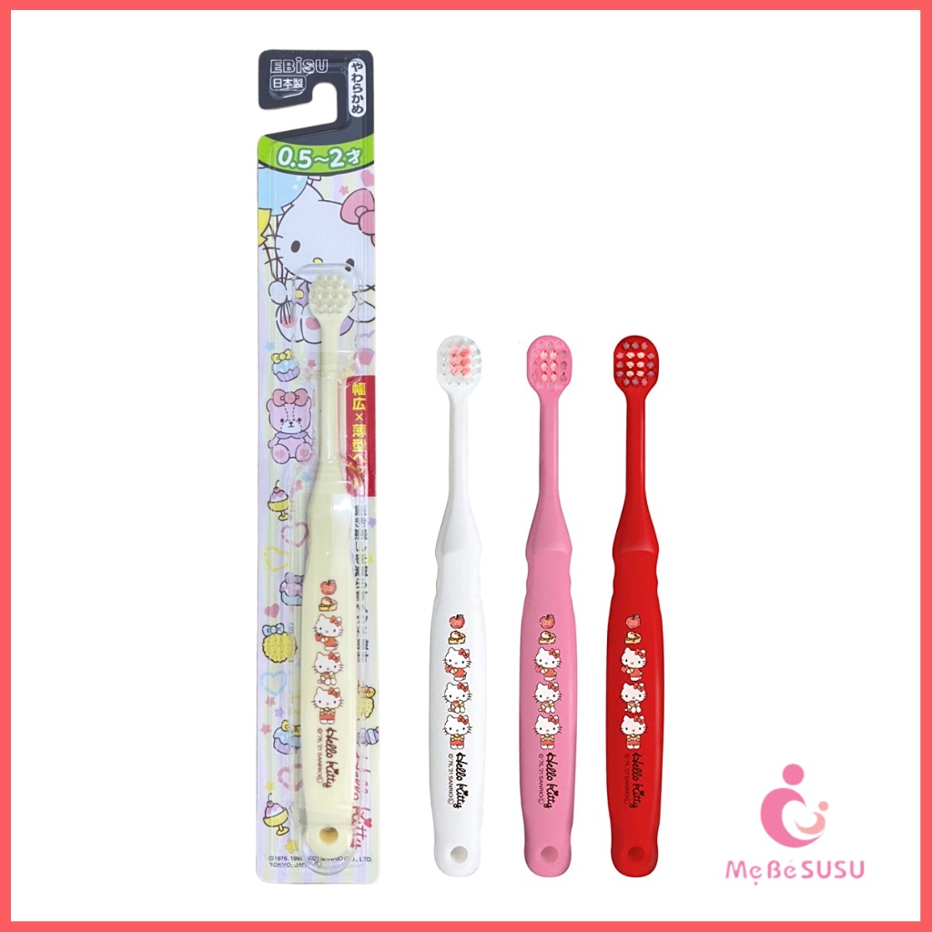 Bàn chải đánh răng Ebisu Hello Kitty cho bé từ 6 tháng tuổi Nhật Bản