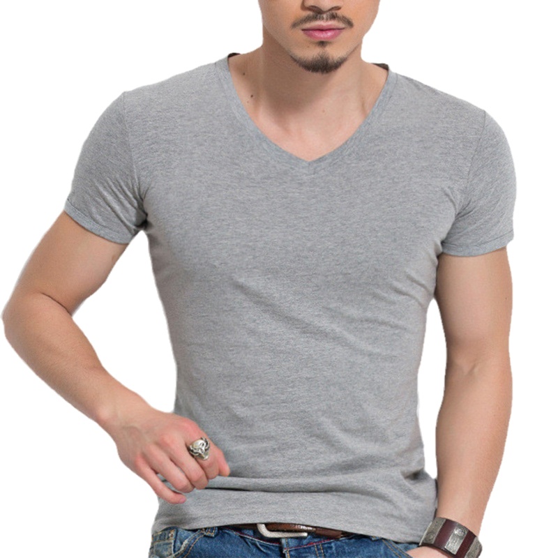 Áo Thun Tay Ngắn Cổ Chữ V Màu Sắc Đơn Giản Thời Trang Mùa Hè Cho Nam