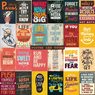 24 Tấm Decal Poster Động Lực chống nước dán tường trang trí dán quán trà sữa, cà phê, quán ăn, tủ, decor phòng. PT05