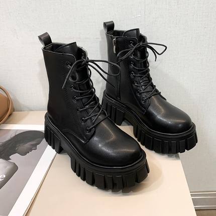 Boot buộc dây kết hợp khóa kéo với 2 phiên bản cổ ngắn và cổ cao đế độn cao 5.5cm