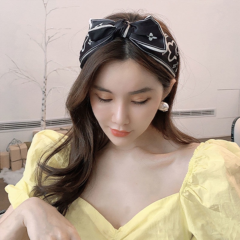 Băng Đô Bản Rộng In Họa Tiết Vintage Thời Trang Hàn Quốc