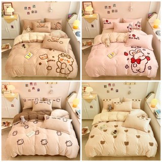Set chăn ga nỉ nhung thêu nổi