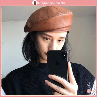 Mu Len Pha C Ch Th i Trang Mũ Beret Da pu Kiểu Họa Sĩ Nhật Bản Retro Anh Quốc Dễ Phối Đồ Thời Trang Xuân Thu Cho Nữ