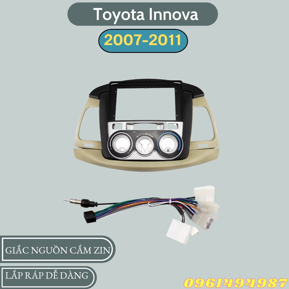 Mặt dưỡng 9 inch Toyota innova kèm dây nguồn cắm zin theo xe dùng cho màn hình DVD android 9 inch
