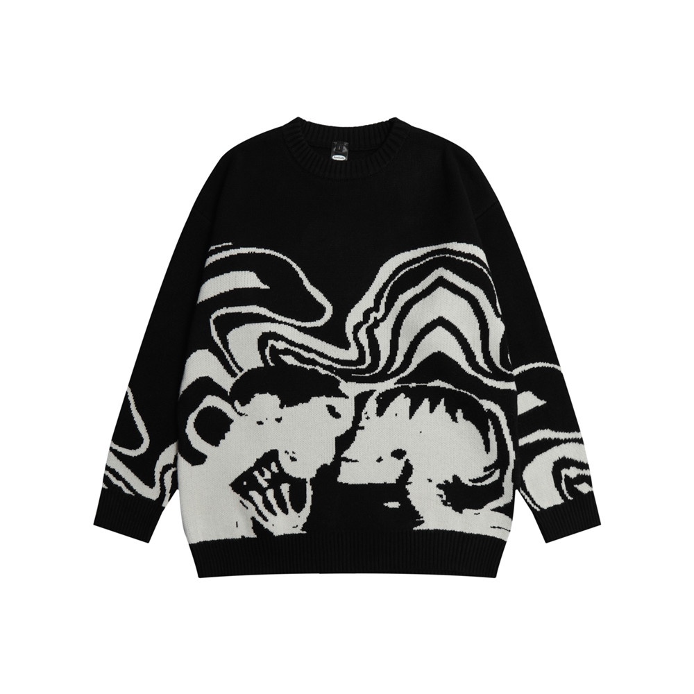 Áo Sweater Dệt Kim Chui Đầu In Biểu Tượng Jacqard Thời Trang Mùa Thu Cho Nam Giới