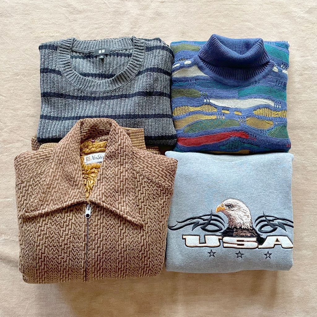 Áo khoác, áo len 2hand, Áo secondhand vintage size rộng dành để đi Đà Lạt