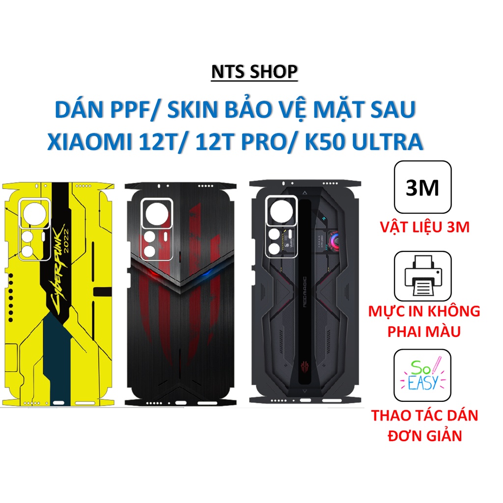 Dán skin full (lưng+viền) bảo vệ mặt sau smartphone Xiaomi 12T/12T Pro/ K50 Ultra