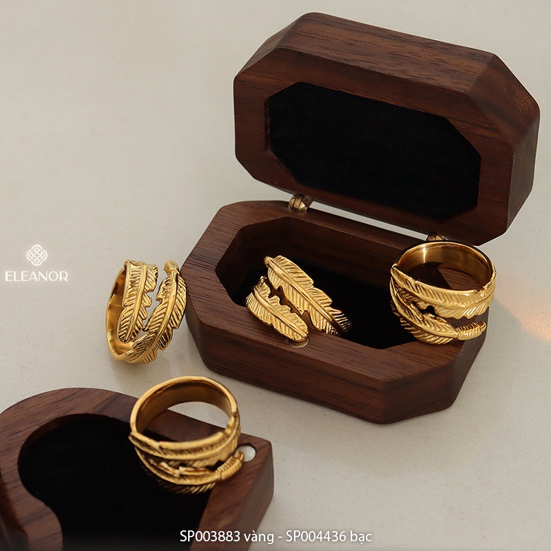 Nhẫn nữ titan Eleanor Accessories hình lá phụ kiện trang sức 3883