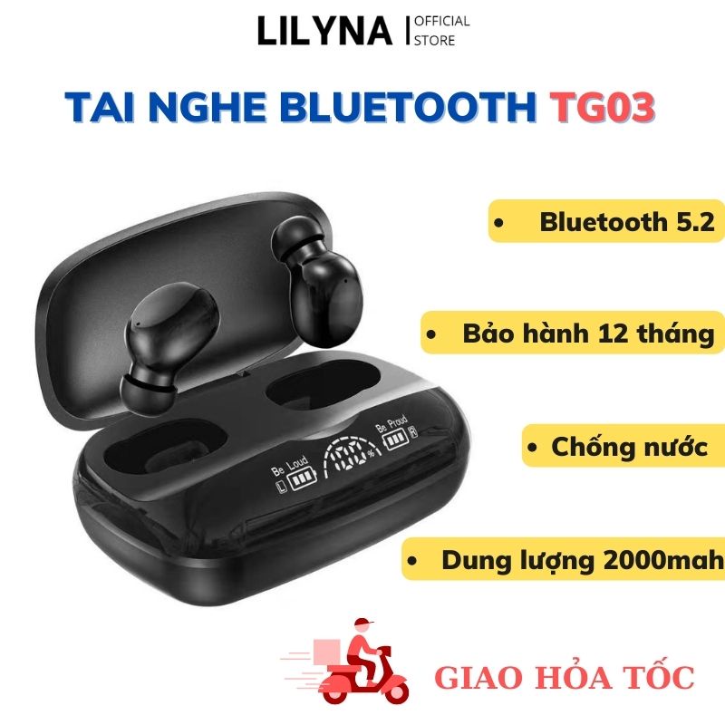 Tai Nghe Không Dây TWS TG03 Plus Bluetooth 5.2 Có Màn Hình Led Có Mic Chống Nước Pin Trâu Phong Cách Thể Thao