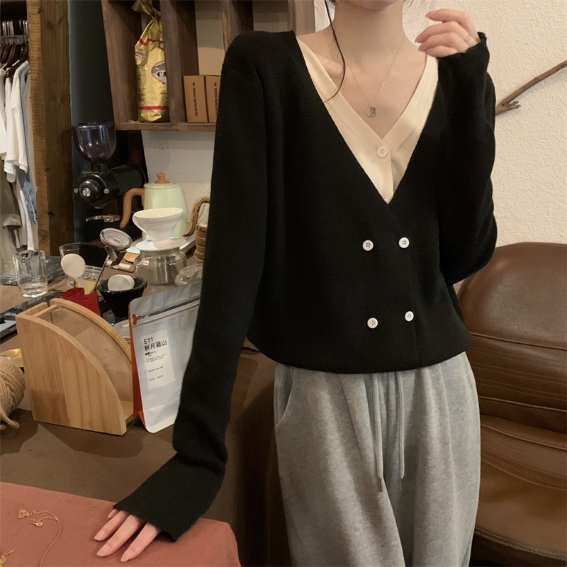 SUXI Áo Len Dài Tay Cổ Chữ V Thời Trang Nữ Tính