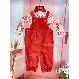 [0-6m] Set Yếm Bé Gái Cter - Đỏ Nâu Trắng Hoa C8A
