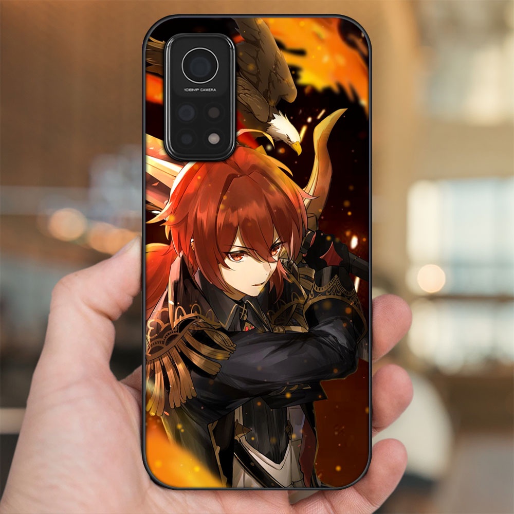 Ốp lưng Xiaomi Mi 10T Pro 5G viền đen in hình Diluc Genshin Impact