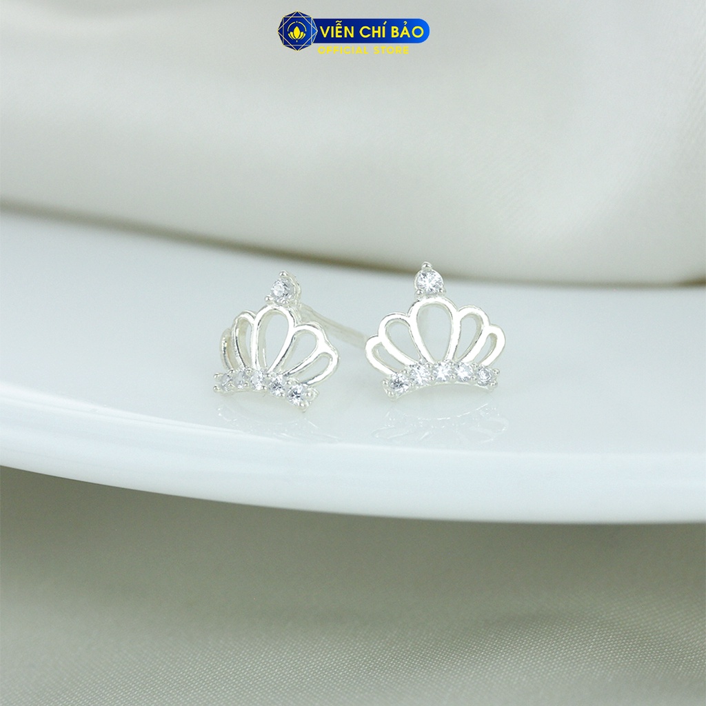 Khuyên tai bạc nữ vương miện mới chất liệu bạc 925 thời trang phụ kiện trang sức Viễn Chí Bảo E048