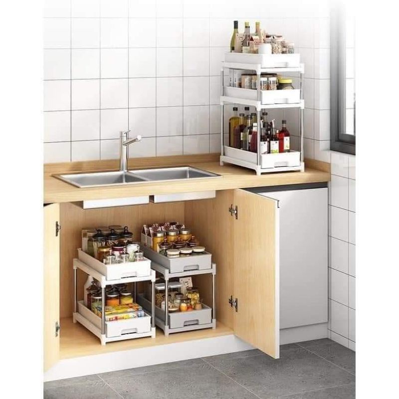 Kệ đựng gia vị kéo trượt đa năng, giá đựng gia vị tiện lợi, gọn gàng