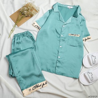 [Bộ Ngủ Lụa Cộc Dài]-Pijama Chữ Ký- Chất Dầy Dặn