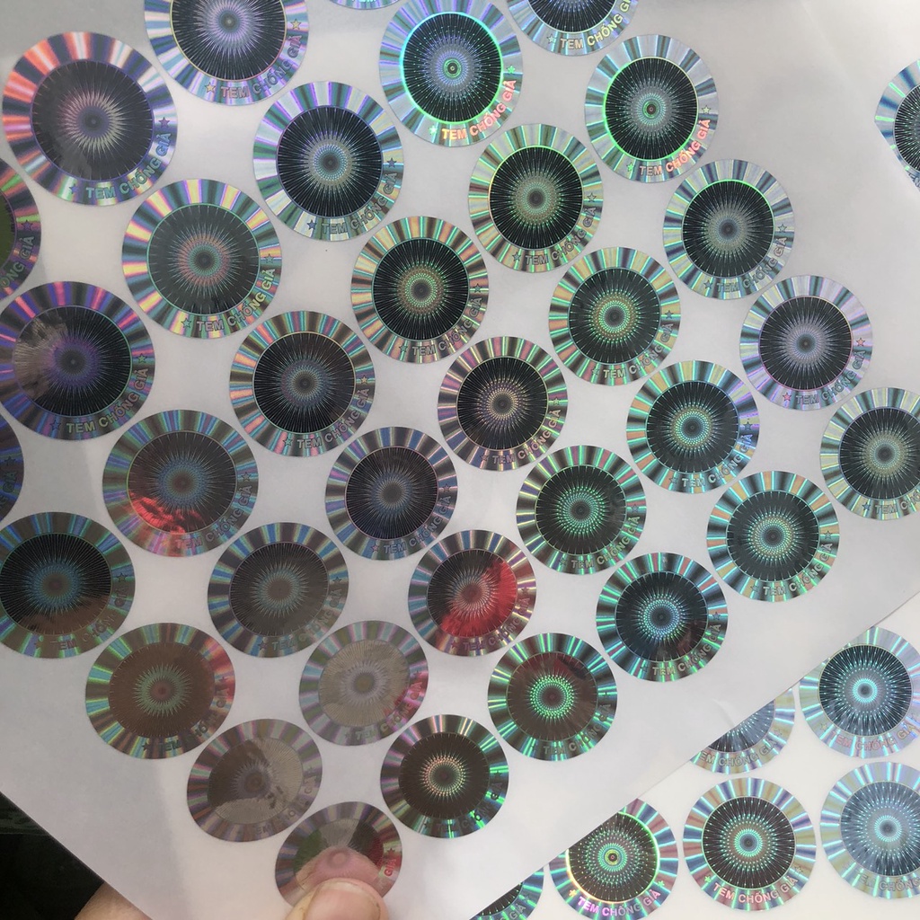 Tem 2.2cm niêm phong chống giả 7 màu hologram  tròn combo 1.000c