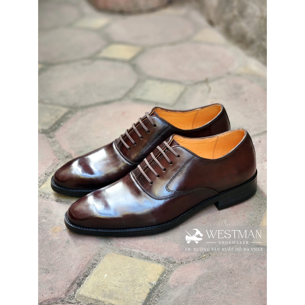 Giày nam Oxford Plain-toe Da Thật Westman W0021 Màu Dark Brown