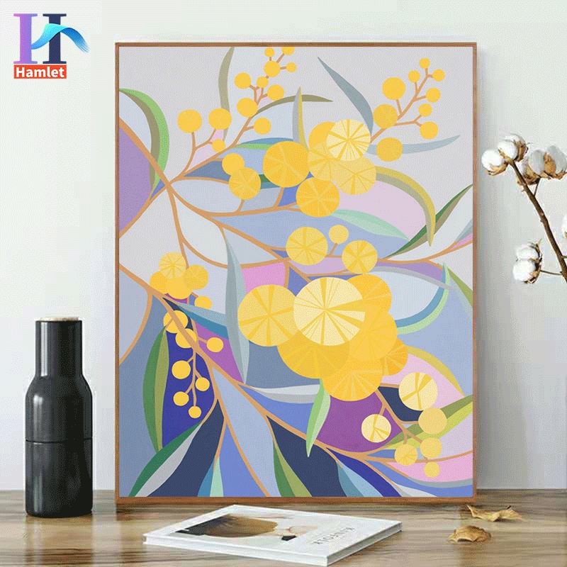 Set tranh tô màu số hóa DIY HAMLET hình cây hoa đơn giản 40x50cm handmade dành cho trang trí nhà cửa nghệ thuật