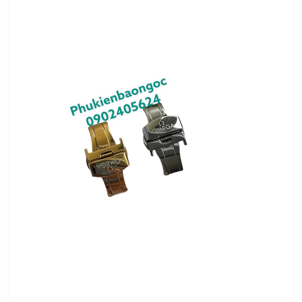 Khoá Bướm bảo vệ dây da Khắc Logo Omega đủ size (Đo theo size khóa)