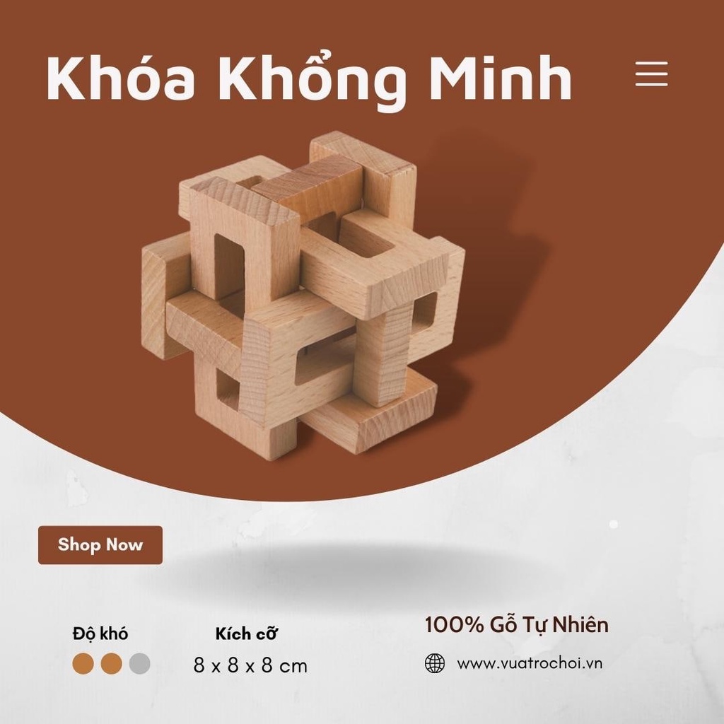 Đồ Chơi Gỗ Thông Minh Cho Trẻ Em - Khóa Gỗ Khổng Minh Interlocking lock - A138
