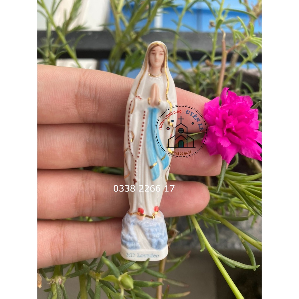 421.Tượng công giáo - Mẹ ban ơn gốm sứ 7cm trắng