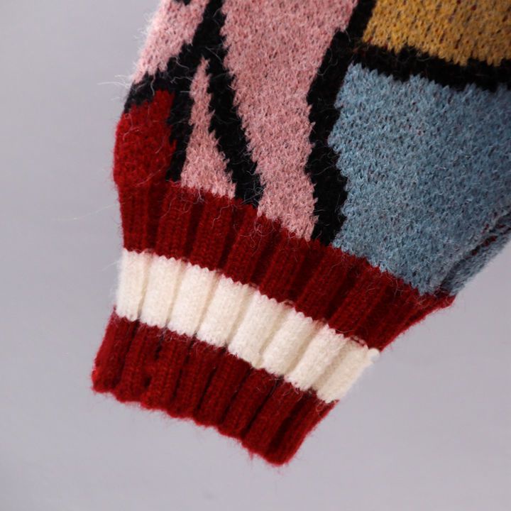 Áo Khoác Cardigan Dệt Kim Dày Dáng Rộng In Hoạt Hình Thời Trang 2022 Cho Nữ