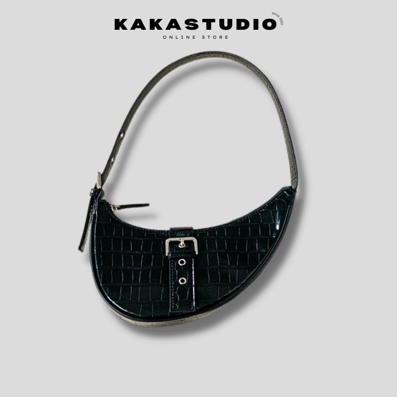 Túi Xách Kẹp Nách Nữ Kakastudio Túi Kẹp Nách Đeo Vai Da Vân Cá Sấu Kiểu Dáng Dáng Yên Ngựa Thời Trang Hàn Quốc