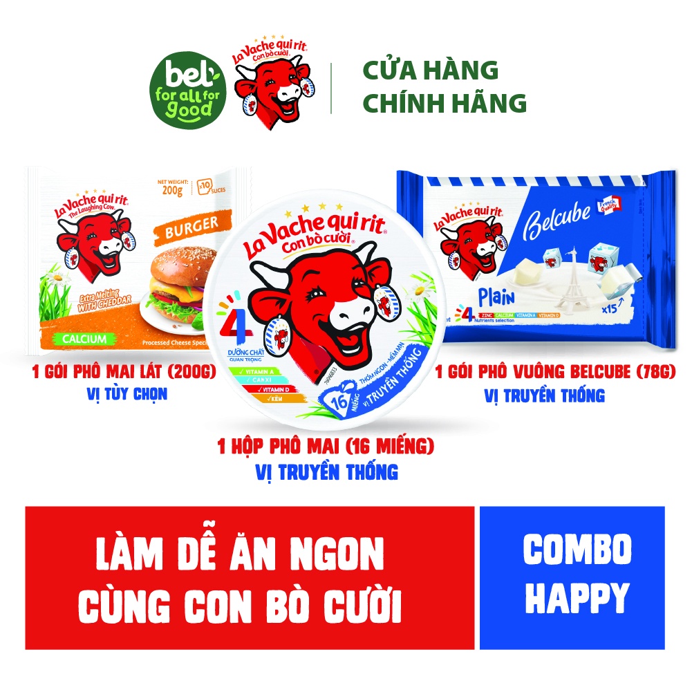 Combo 3 món Phô Mai Con Bò Cười La Vache Qui Rit 16 Miếng & Phô Mai Vuông