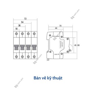 CB 2 Tép SINO (10A, 16A, 20A, 25A, 32A, 40A, 63A) PS45N - 2 Cực