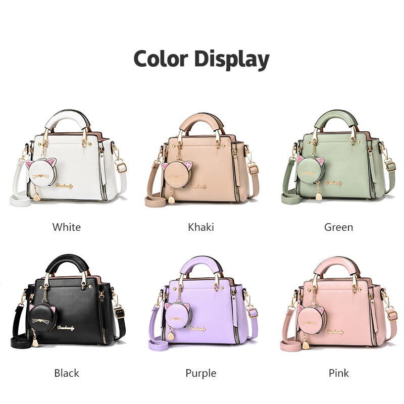 Mischa Túi Đeo Chéo Da PU Màu Trơn Hình Mèo Dễ Thương