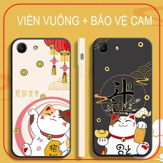 Ốp Lưng Cạnh Vuông, Bảo Vệ Cam. Oppo F1s / A71 / A83 Mèo Thần Tài May MẮn