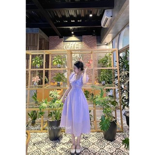 đầm cổ bèo cột nơ cổ quá xinh