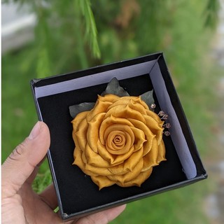 [ Hàng Thiết Kế ] Hoa cài áo ruy băng gấm đính đá cao cấp
