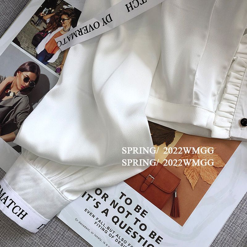 Áo Sơ Mi Voan Tay Dài Dáng Ngắn Thanh Lịch Thời Trang Phong Cách Hàn Quốc