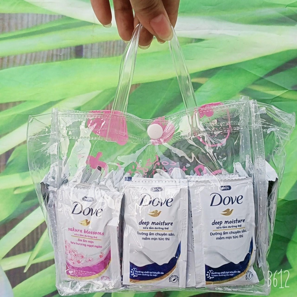Tặng túi đựng mỹ phẩm - set 50 gói Sữa tắm dưỡng thể Dove dưỡng ẩm chuyên sâu / da mịn hương hoa 6g