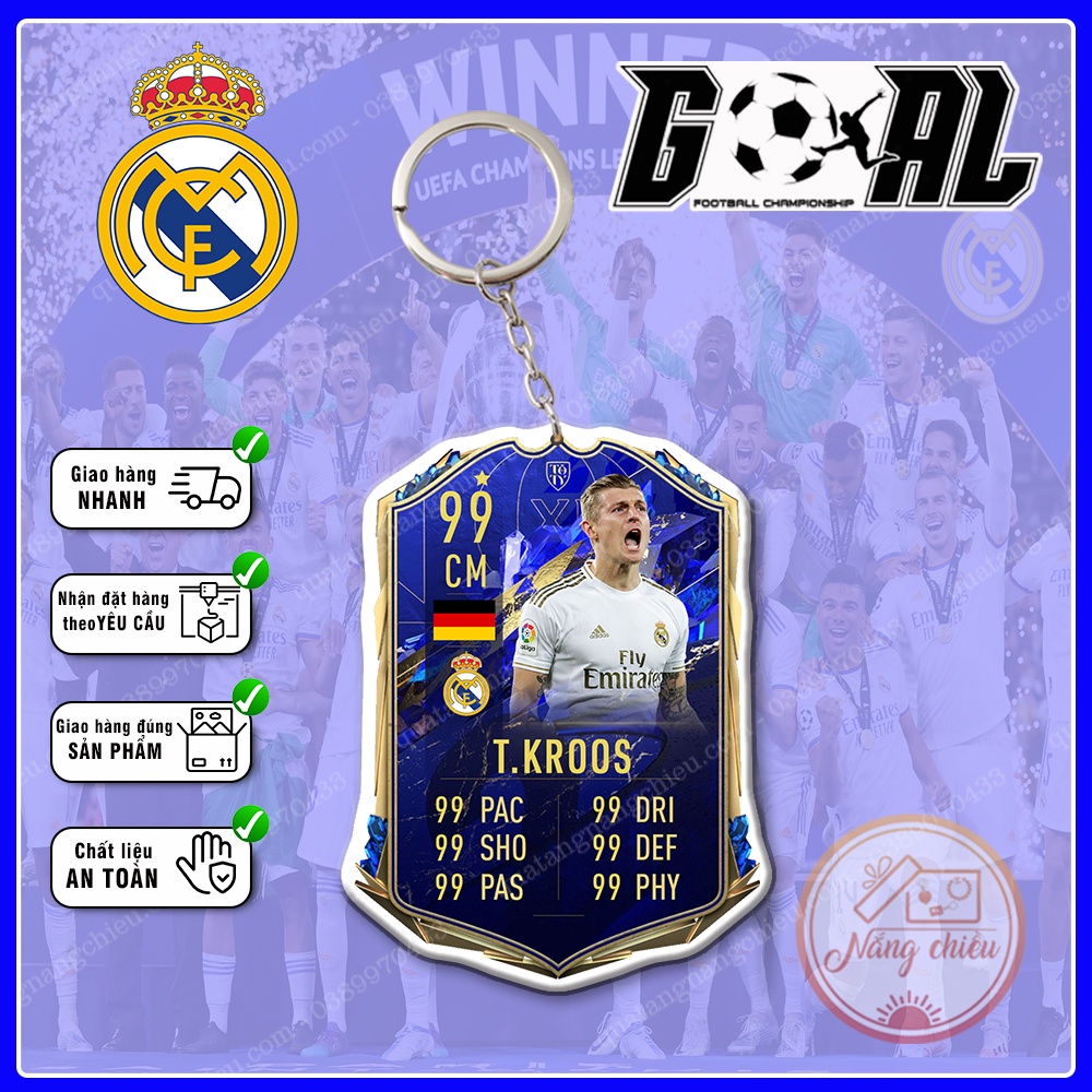 Móc khóa thẻ CLB bóng đá Real Madrid Mùa 2022-2023 - Dày In Sắc Nét 2 Mặt