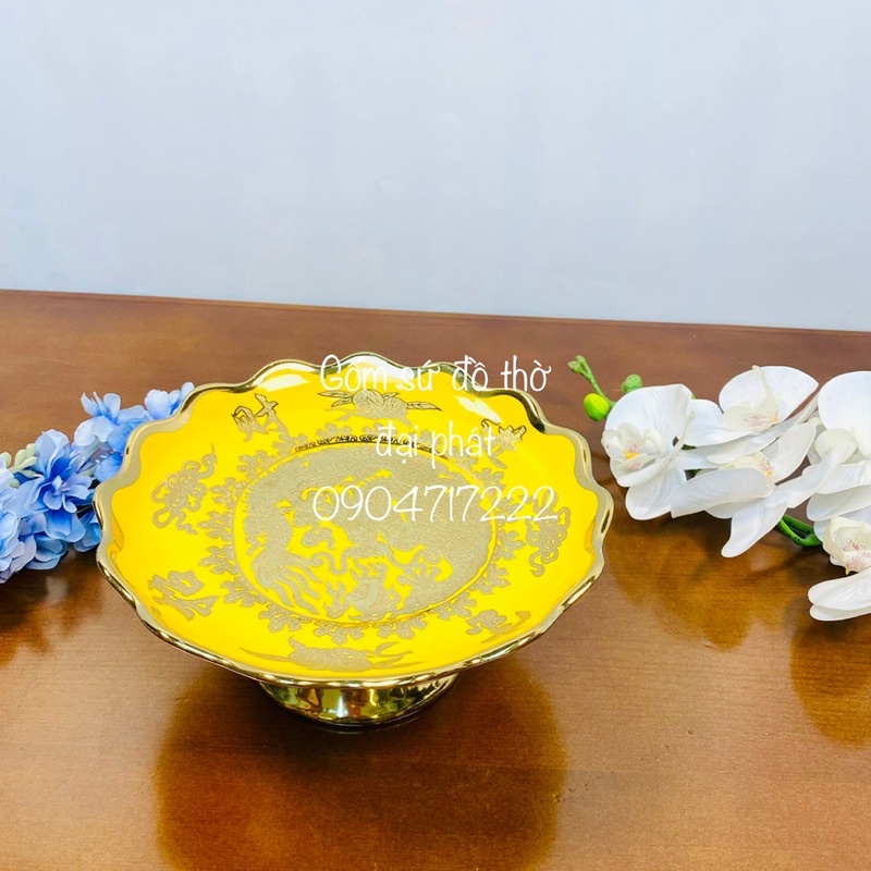 Bộ đồ thờ cúng sứ vàng kimsa 3D, Bộ đồ thờ cúng thần tài, Lư hương, Chum nước thờ thần tài. Bộ đồ thờ ông địa