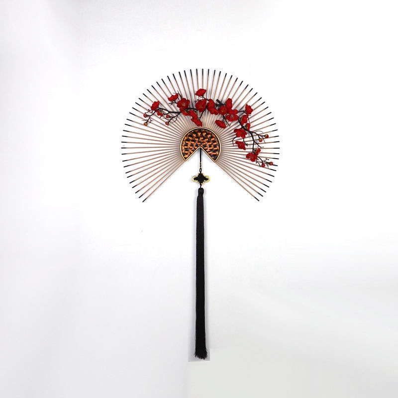Quạt Sắt Treo Tường Trang Trí Phòng Khách / Cửa Ra Vào / Nhà Hàng Hình Hoa Mận Đỏ
