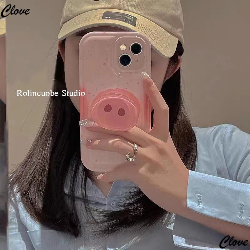 Ốp Điện Thoại Dẻo Họa Tiết Mũi Heo Dễ Thương Chống Sốc Kèm Giá Đỡ Cho Iphone Propromax12 147 / 138plusiPhone14 Apple xs / xr 5QAU