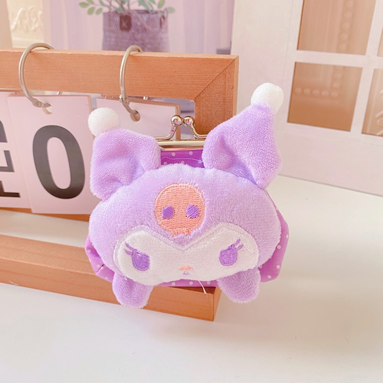 Ví Đựng Tiền Xu Hình Nhân Vật Anime Kuromi Kitty Cinnamoroll Bằng Lông Nhung Dễ Thương Xinh Xắn