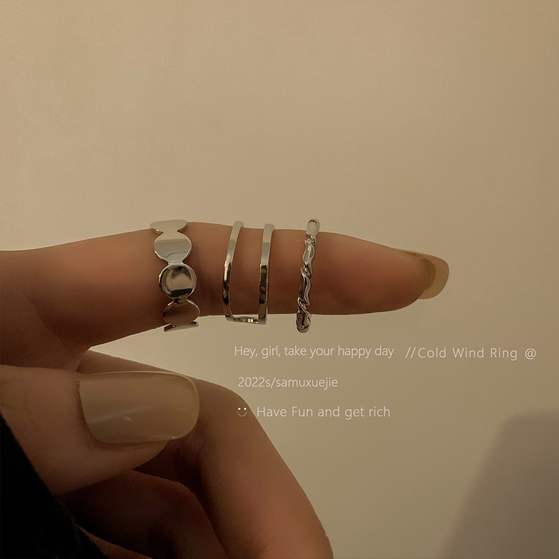 Set 3 Nhẫn Đeo Khớp Ngón Tay Phong Cách Hiphop Thời Trang Cho Nữ