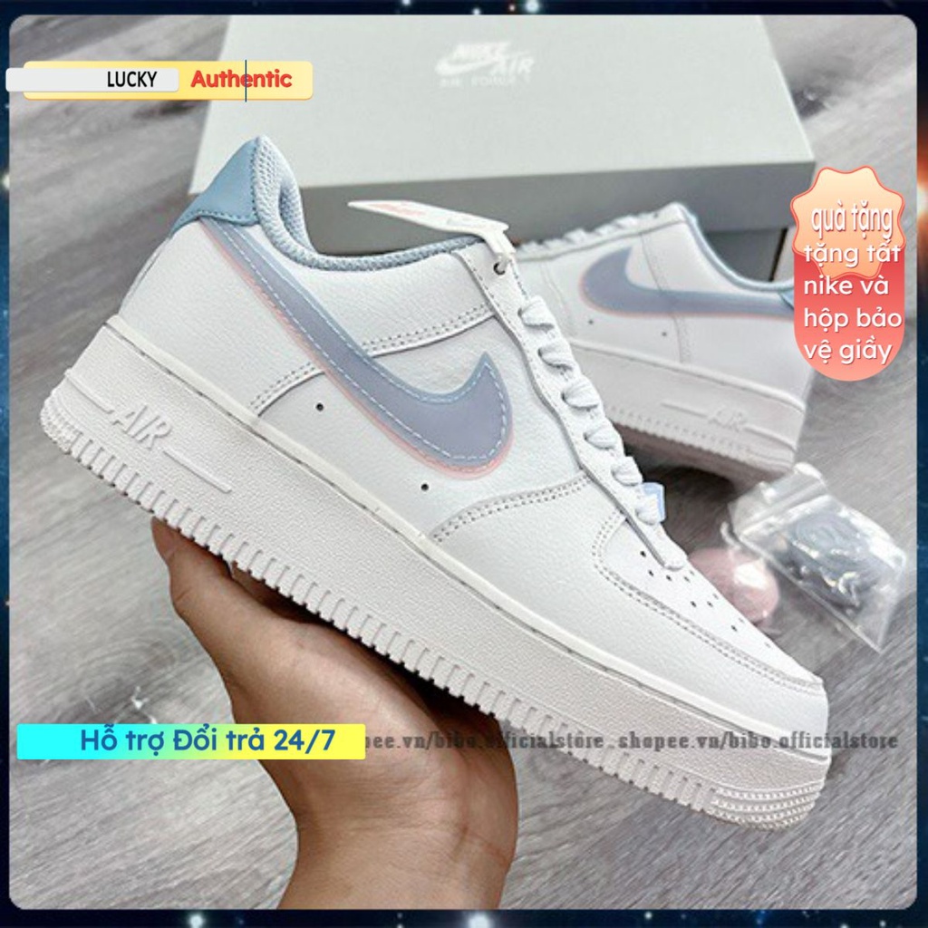 Giầy Af1 xám gót cam hàng cao cấp, giày thể thao sneaker đủ phụ kiện, đế khâu da lộn hót trend 2022