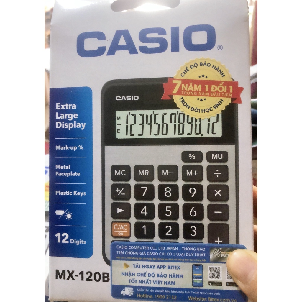 Máy tính casio chính hãng MX-120B 12 số bảo hành 7 năm toàn quốc | BigBuy360 - bigbuy360.vn